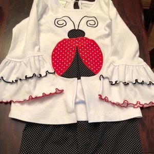 Zuccini ladybug top and pants set 3t